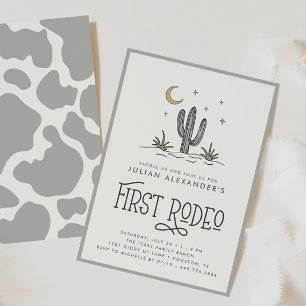 Convites Boho Modern Boys First Rodeo primeiro aniversario