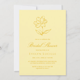 Convites Boho Modern Butter Yellow Elegant Bridal Shower