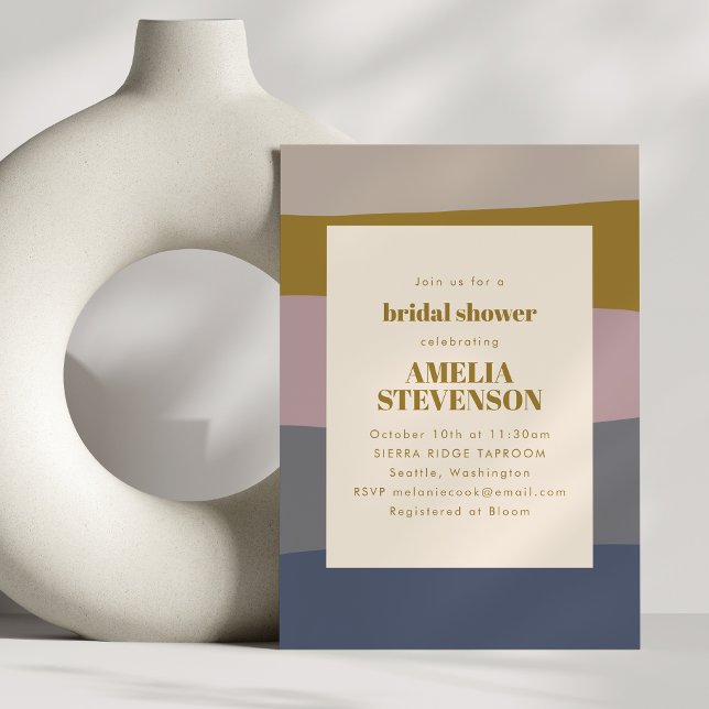 Convites Boho Modern Dusty Mauve Blue Strike Chá de panela (Criador carregado)