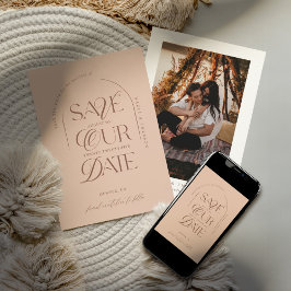 Convites Boho Modern Minimalist Arch Photo Save the Date (B