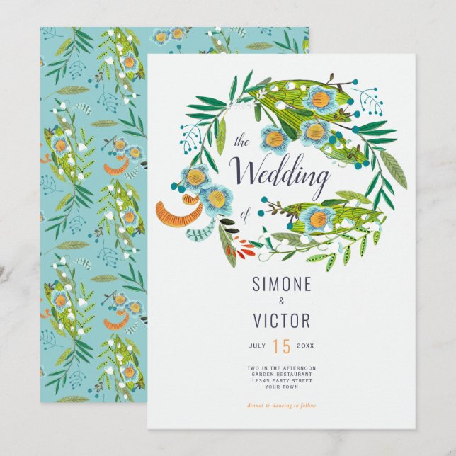 Convites Boho Moderno Floral Lírio do Vale Casamento (Frente/Verso)