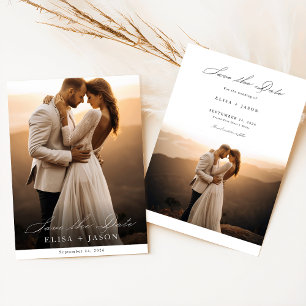 Convites Boho Moderno Mínimo Foto Vertical Salva a Data