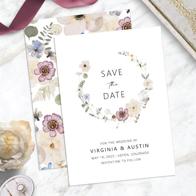 Convites Boho Moderno Salvar a Data (Boho Modern Floral Save The Date Invitation by Painted Paperie)