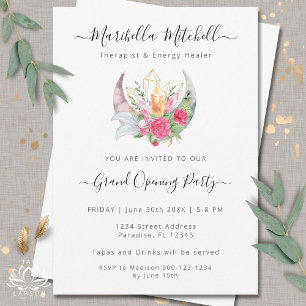 Convites Boho Moon Crystals Penas Flores Evento Comercial