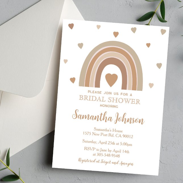 Convites Boho Muted Rainbow Bridal Shower Invitation (Criador carregado)