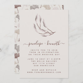 Convites Boho Nature Burgundy e Taupe Casamento Botânico