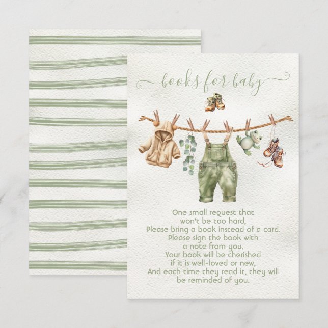 Convites Boho Nature Chá de fraldas Clothesline books para  (Frente/Verso)