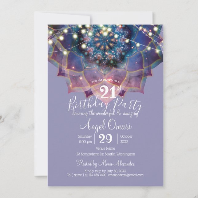 Convites Boho Nebula Bloom | Design Mandala (Frente)
