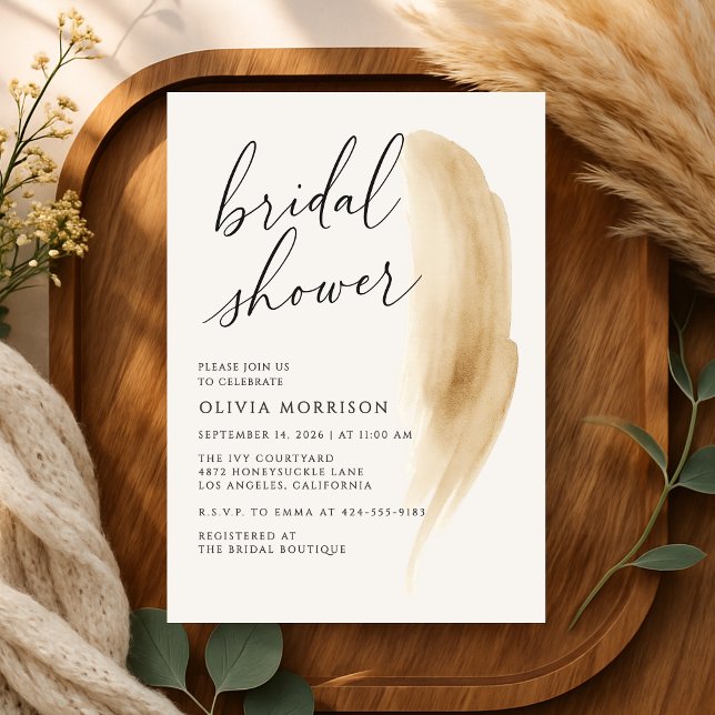 Convites Boho Neutral Beige Watercolor Bridal Shower (Criador carregado)