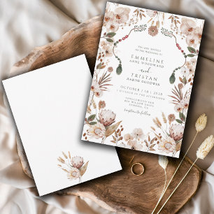 Convites Boho Neutral Botânica Wedding