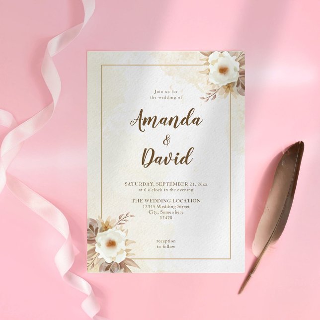 Convites Boho Neutral Floral Wedding (Criador carregado)