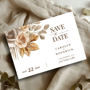 Convites Boho Neutral Floral Weding The Date Card