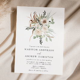 Convites Boho Neutral Flores Tropicais Casamento