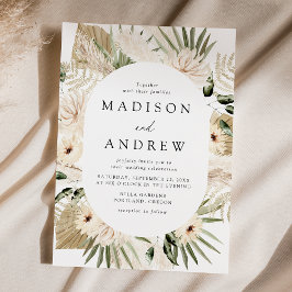 Convites Boho Neutral Flores Tropicais Casamento