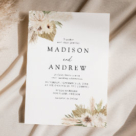 Convites Boho Neutral Flores Tropicais Casamento