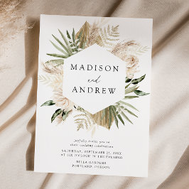 Convites Boho Neutral Flores Tropicais Casamento