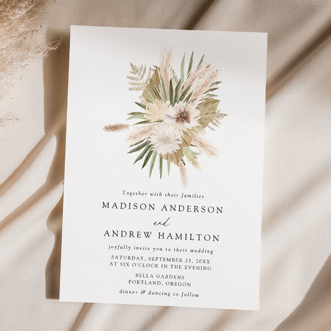 Convites Boho Neutral Flores Tropicais Casamento (Criador carregado)