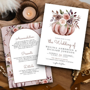 Convites Boho Neutral Pumpkin Floral Tudo em Um Casamento