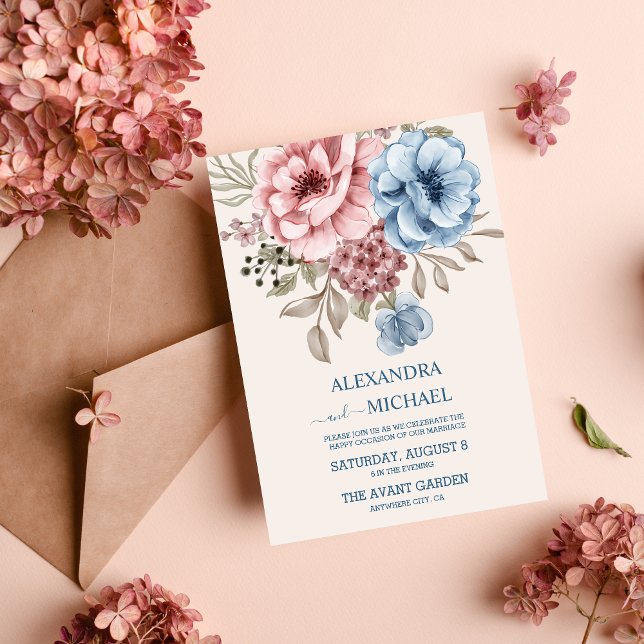 Convites Boho Neutral Watercolor Wildflower Weding Invitat (Criador carregado)
