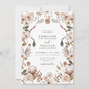 Convites Boho Neutral Wildflower Wedding