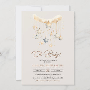 Convites Boho neutro em cobre e brinquedos para bebês enfer