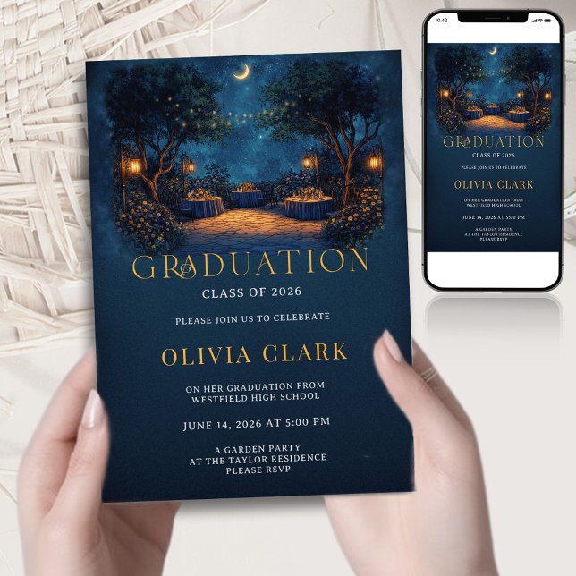 Convites Boho Night Garden Graduation  Floral Party (Criador carregado)