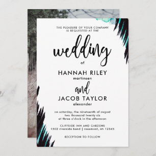 Convites Boho Noite Foto de Casamento Negro e Branco