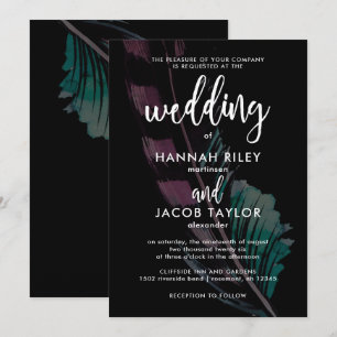 Convites Boho Noites Negra com Casamento de Penas
