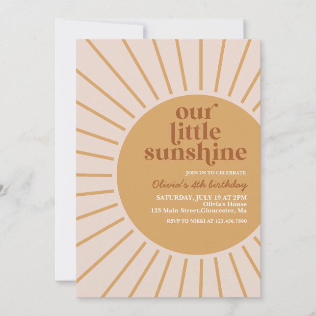 Convites boho nosso pequeno aniversário de sol (Frente)