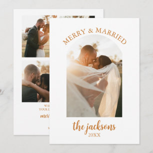 Convites Boho Nosso Primeiro Natal Foto de Recém-Casados Fe