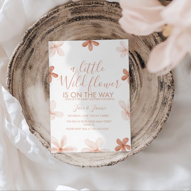 Convites Boho One Wild Flowers Baby Shower  Invitation (Criador carregado)