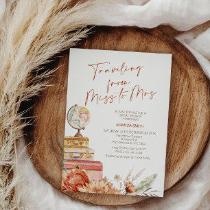 Convites Boho Orange Cai Percorrendo Miss Chá de panela