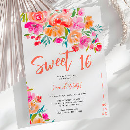 Convites Boho orange floral Sweet 16 anos