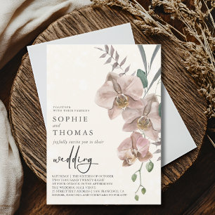 Convites Boho orquídeas casamento elegante
