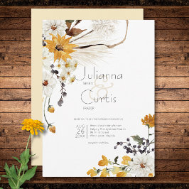 Convites Boho Ouro Amarelo Flores Amarelas Casamento