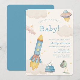 Convites Boho Outer Space Spaceship Rocket Baby Shower