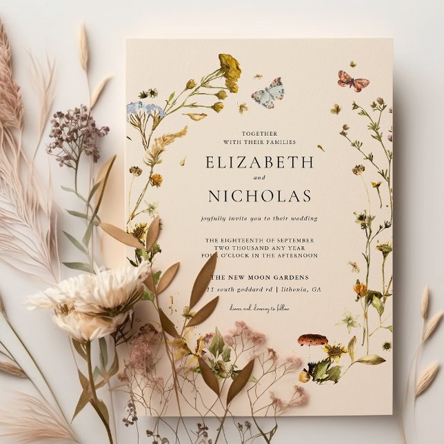 Convites Boho Outono Flor Silvestre | Casamento Botânico (Criador carregado)