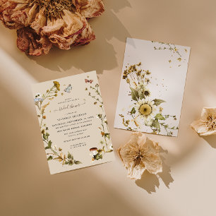 Convites Boho Outono Flor Silvestre Chuveiro de Noiva Bot