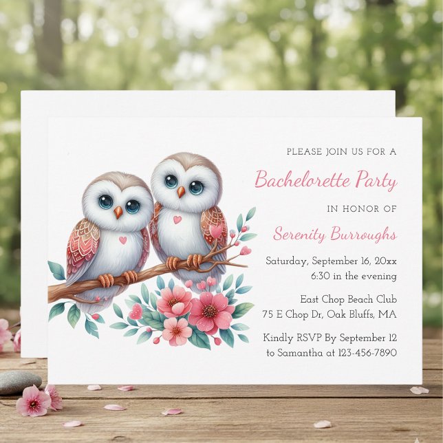 Convites Boho Owl Couple Rustic Bachelorette Party (Criador carregado)