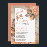 Convites Boho Palm Deixa Hydrangea Doce 16 Festa de anivers<br><div class="desc">A aquarela química seca por cor aquosa terracotta hydrangeas e palma deixa o design de aniversário da menina "Doce 16 Festas de aniversário" floral. Design composto por Holiday Hearts Design (direitos reservados).</div>