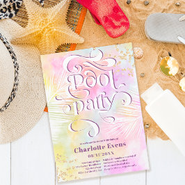 Convites Boho palm, diversão, piscina de festa, rodopia Swe