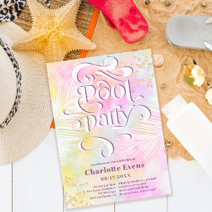 Convites Boho palm, diversão, piscina de festa, rodopia Swe