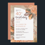 Convites Boho Palm Folaves | aniversário de 40 anos de Hydr<br><div class="desc">A aquarela química seca por cor aquosa terracotta hydrangeas e palma deixa o design de aniversário da mulher "aniversário de 40 anos" floral. Design composto por Holiday Hearts Design (direitos reservados).</div>