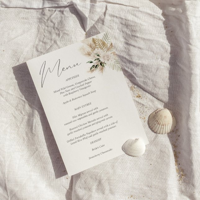 Convites Boho Palm Leaf Floral Menu (Criador carregado)