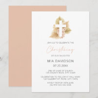 Boho Palm Rosa Blush Floral Cross Christening Rosa