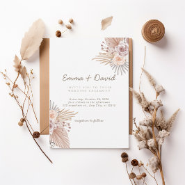 Convites Boho Pampas and Blush Rose Wedding Invitation