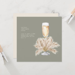 Convites Boho Pampas Champagne Salvia/Cream Quadrado Noivad