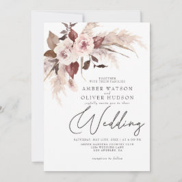 Convites Boho Pampas Floral Watercolor Casamento no inverno