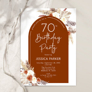 Convites Boho Pampas Grass Arch Terracotta 70 Birthday
