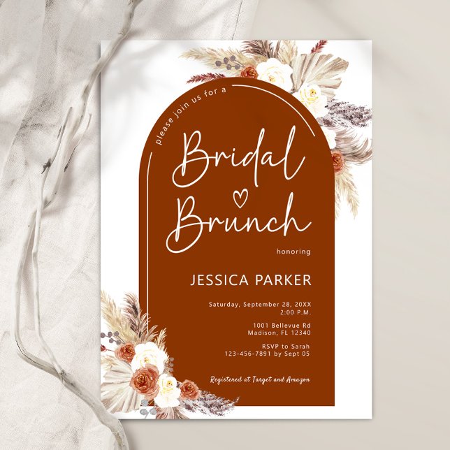 Convites Boho Pampas Grass Arch Terracotta Bridal Brunch (Criador carregado)